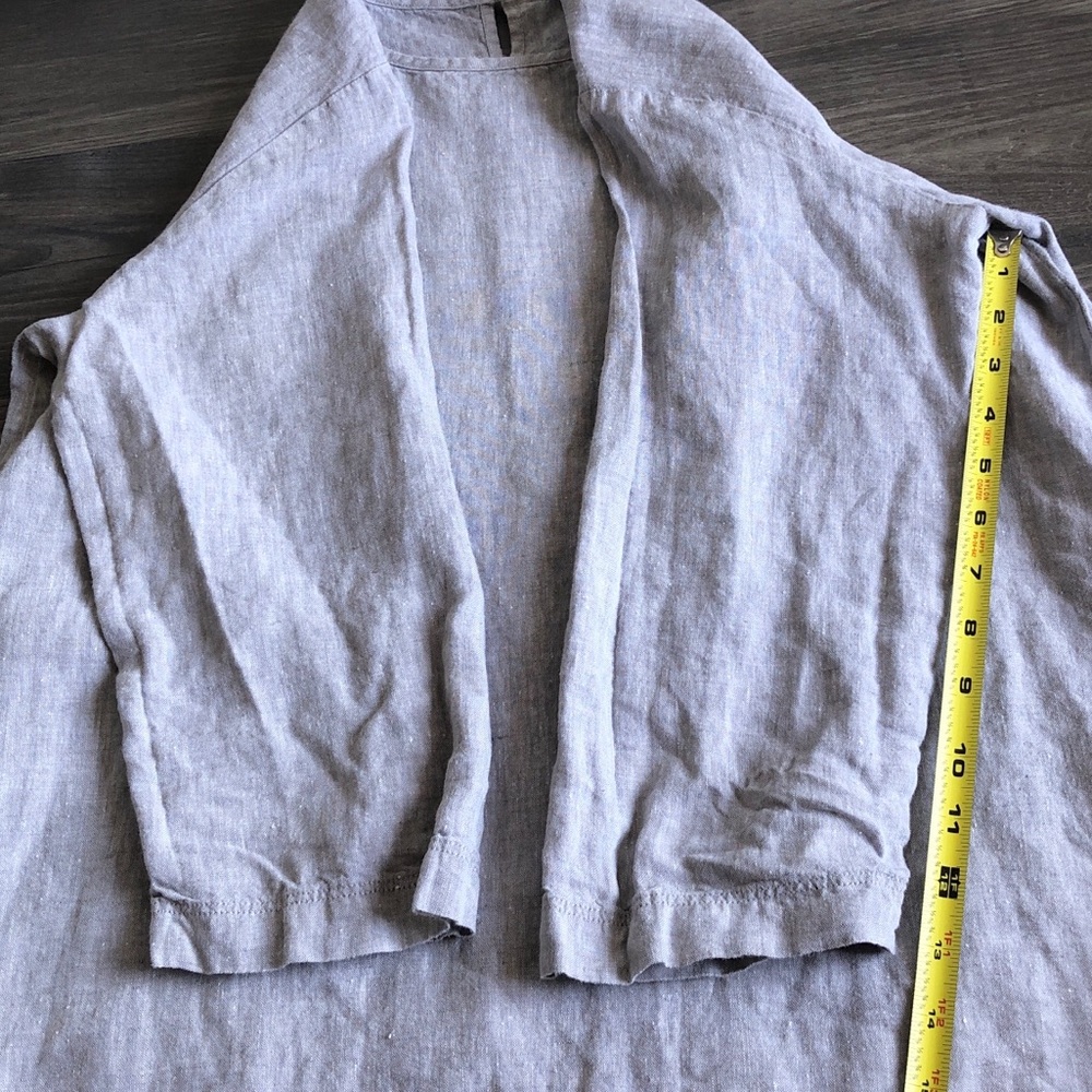 Muji Linen 3/4 Sleeve Pocket Dress Heathered Grey Medium Lagenlook Layering - Picture 16 of 16